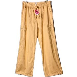 Roxy Camel Beige Extra Long Wide Leg Cargo Pants